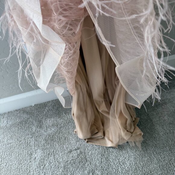 NWT - Jovani - 03023 Sheer Bodice Beaded Adorned Feather Fitted Evening Gown - 6 - Picture 8 of 8